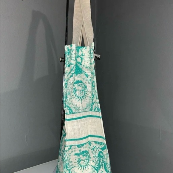 DIORIVIERA Teal and Cream Canvas Tote Bag. NWT - Picture 4 of 10